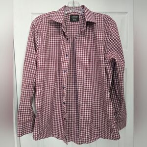 Nordstom's Men's Shop Red and White Checkered Men's Shirt, Size Large